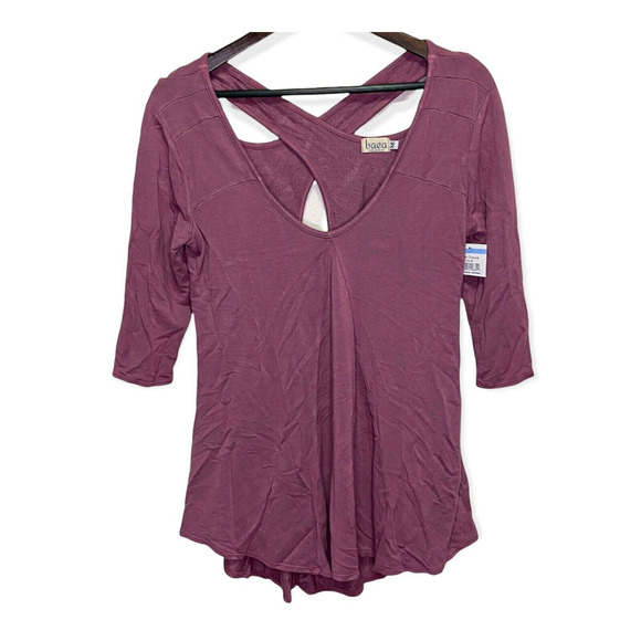 Baea Los Angeles Bohemian 3/4 Sleeve Crossback Pullover Top Sz Medium Pink NWT - Picture 1 of 5